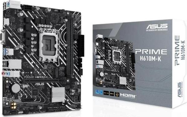 Asus Prıme H610m-k Ddr5 5600mhz 1xvga 1xhdmı 1xm.2 Usb 3.2 Matx 1700p (12. / 13. Ve 14. Nesil İşlemc - Image 1