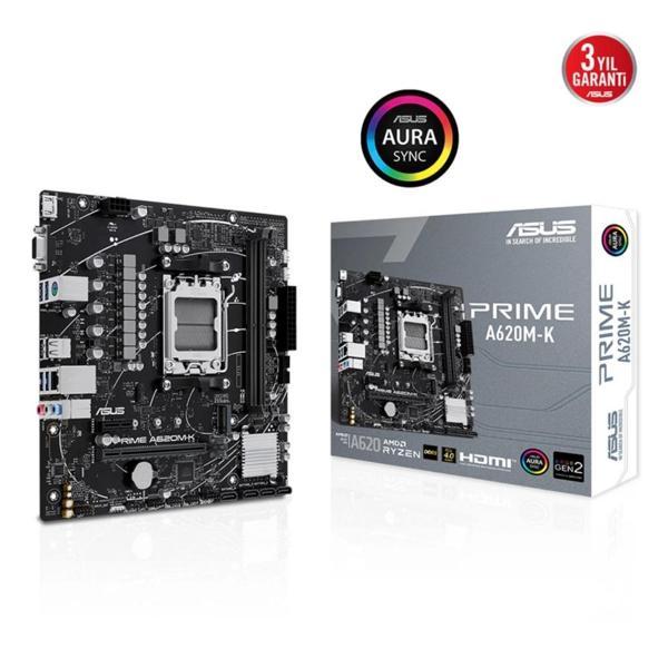 Asus Prıme A620m-k, 2xddr5, 1x M.2, D-sub, Hdmı, Am5 Soket Anakart - Image 1
