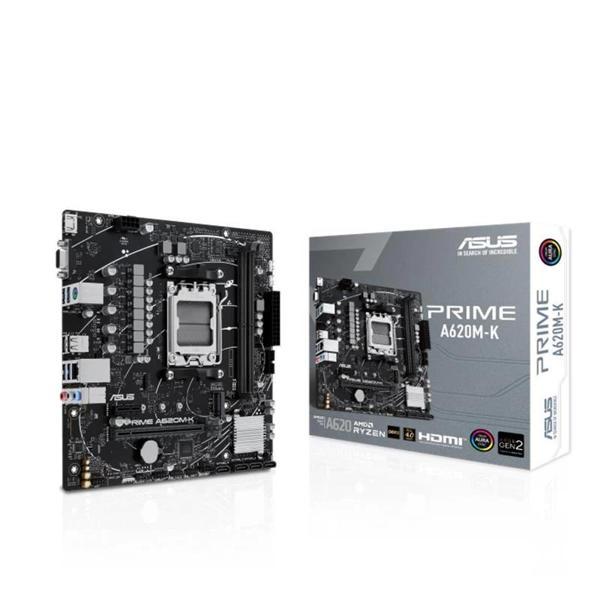 Asus Prıme A620m-k Ddr5 6400mhz 1xvga 1xhdmı 1xm.2 Usb 3.2 Matx Am5 (amd Am5 9000/8000/7000 Serileri - Image 1