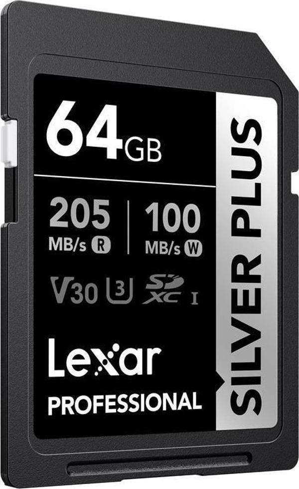 64gb Lexar Lsdsıpl064g-bnnng Professıonal Sılver Plus Sdxc Uhs-ı Cards Up To 205mb/s Read 100mb/s Wr - Image 1