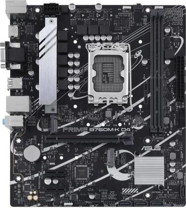 Asus Prıme B760m-k D4 Ddr4 5333mhz 1xvga 1xhdmı 2xm.2 Usb 3.2 Matx 1700p (12. / 13. Ve 14. Nesil İşl - Image 1