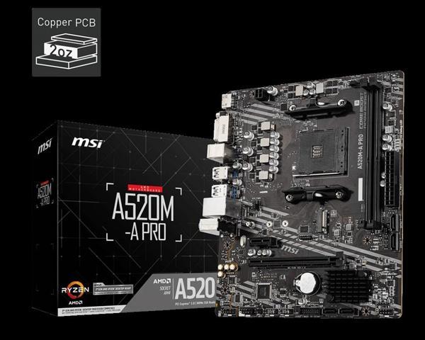 Msı A520m-a Pro Ddr4 4600mhz 1xhdmı 1xdvı 1xm.2 Usb 3.2 Matx Am4 (amd Am4 5000/4000 /3000 Serisi İle - Image 1