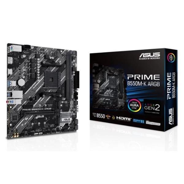 Asus Prıme B550m-k Argb Ddr4 5100mhz 1xhdmı 1xdp 2xm.2 Usb 3.2 Matx Am4 (amd Am4 5000/4000 G/3000 Se - Image 1