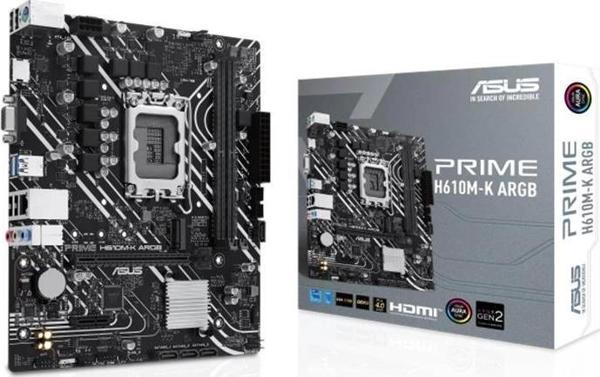 Asus Prıme H610m-k Argb Ddr5 5600mhz 1xvga 1xhdmı 1xm.2 Usb 3.2 Matx 1700p (12. / 13. Ve 14. Nesil İ - Image 1