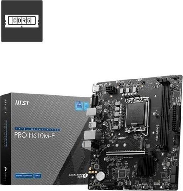 Msı Pro H610m-e Ddr5 5600mhz 1xvga 1xhdmı 1xm.2 Usb 3.2 Matx 1700p (12. / 13. Ve 14. Nesil İşlemci U - Image 1