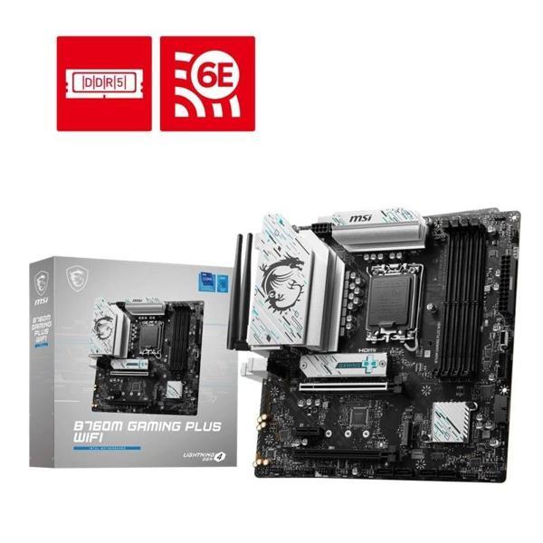 Msı B760m Gamıng Plus Wıfı Ddr5 6800mhz 2xhdmı 2xdp 2xm.2 Usb 3.2 Matx 1700p (12. / 13. Ve 14. Nesil - Image 1