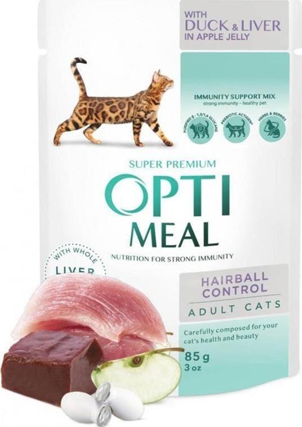 Optimeal Hairball Control Elmalı Ördekli ve Ciğerli Kedi Konservesi 85 gr - Image 1