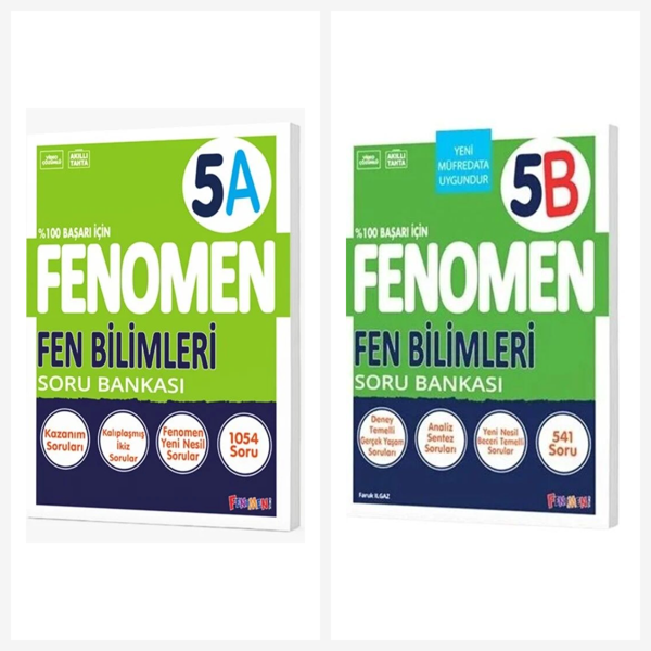 Fenomen 5. Sınıf Fen Bilimleri A + B Soru Bankası Seti 2 Kitap Fenomen Yayınları - Fenomen Yayıncılık - Image 1