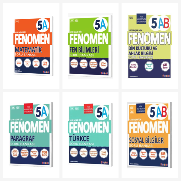 Fenomen 5. Sınıf Tüm Dersler A Soru Bankası Seti 6 Kitap Fenomen Yayınları - Fenomen Yayıncılık - Image 1