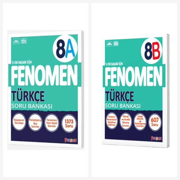 Fenomen 8. Sınıf Türkçe A + B Soru Bankası Seti 2 Kitap Fenomen Yayınları - Fenomen Yayıncılık - Image 1