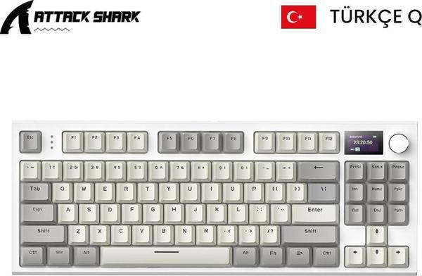 Attack Shark K86 2.4G Wireles/Bluetooth/Usbc Gasket Kablosuz Rgb Ekranlı Mekanik Klavye Türkçe Q - Image 1