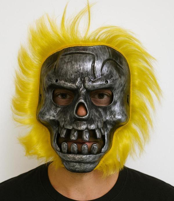 Wild Skull - Metal Kafatası Sarı Saçlı İskelet Maske - Image 1