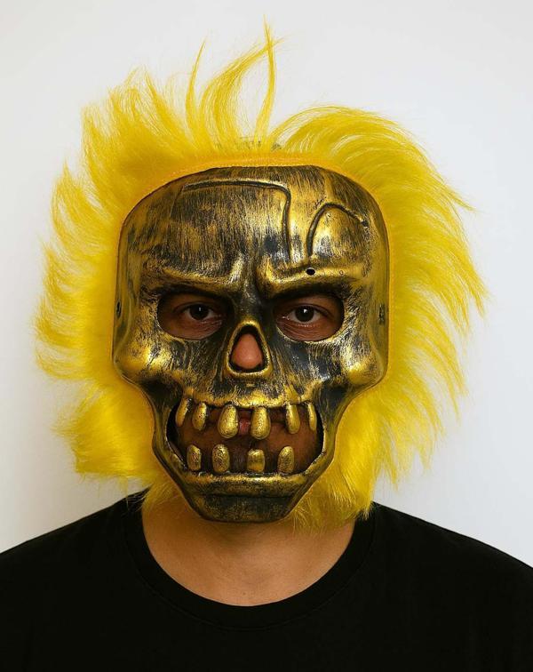 Wild Skull - Bakır Kafatası Sarı Saçlı İskelet Maske - Image 1