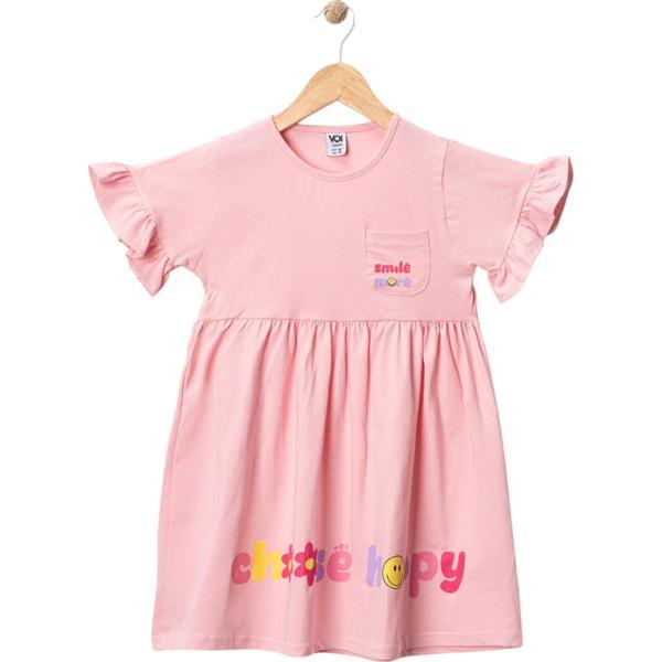 SMILE BASKILI BASKILI CEPLİ ELBİSE Pembe - Image 1