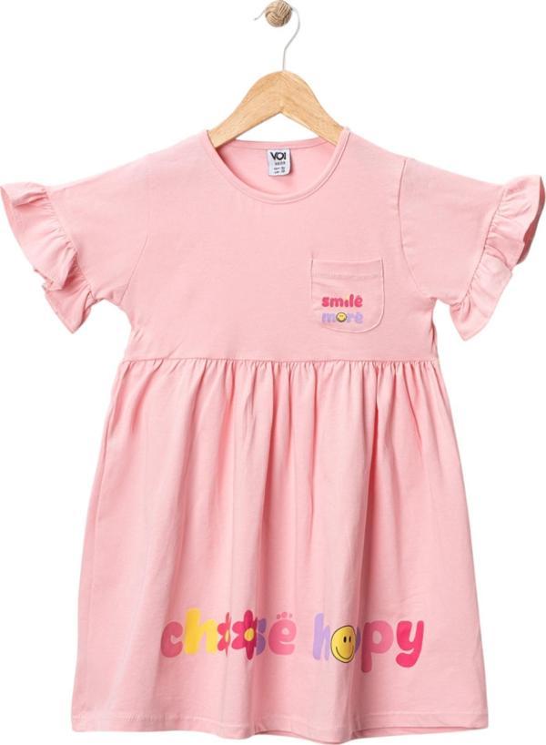SMILE BASKILI BASKILI CEPLİ ELBİSE Pembe - Image 1