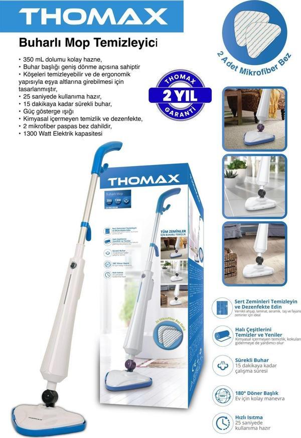Thomax Antibakteriyel Buharlı Temizleyici Yüksek Buhar Basınçlı Mop - Image 1