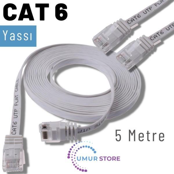 5 Metre Cat6 Kablo Yassı Ethernet Network Lan Ağ Internet Kablosu - Image 1