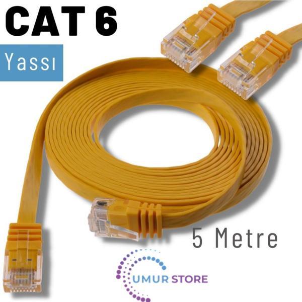 5 Metre Cat6 Kablo Yassı Ethernet Network Lan Ağ Internet Kablosu - Image 1