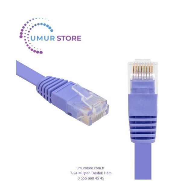 Cat6 5 Metre Yassı Kablo Ethernet Internet Kablosu Jack Soketleri Takılı Hazır Kablo - Image 1