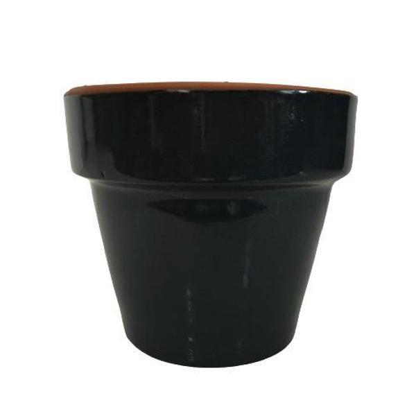 ANTRASİT RENK SIRLI EL YAPIMI TOPRAK SAKSI MİNİ BOY (9*9 CM) - Image 1
