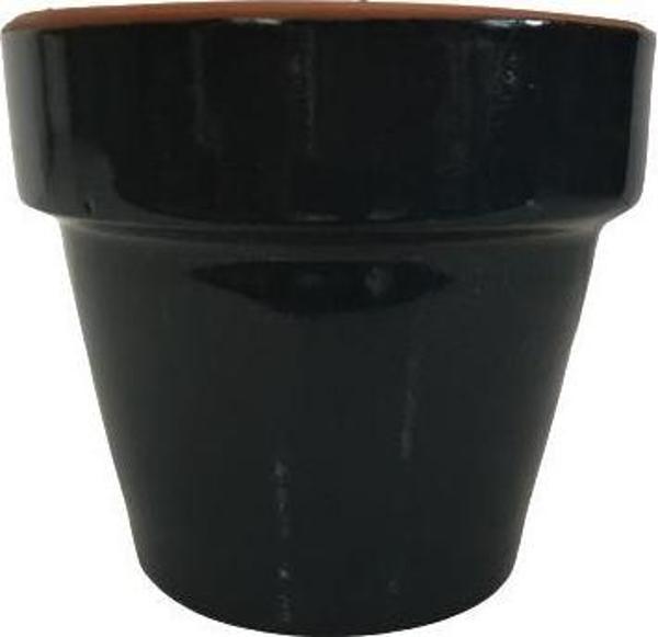 ANTRASİT RENK SIRLI EL YAPIMI KÜÇÜK BOY TOPRAK SAKSI (12*12 CM) - Image 1