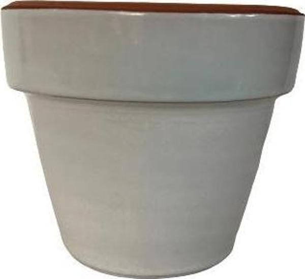 BEYAZ RENK SIRLI EL YAPIMI TOPRAK SAKSI MİNİ BOY (9*9 CM) - Image 1