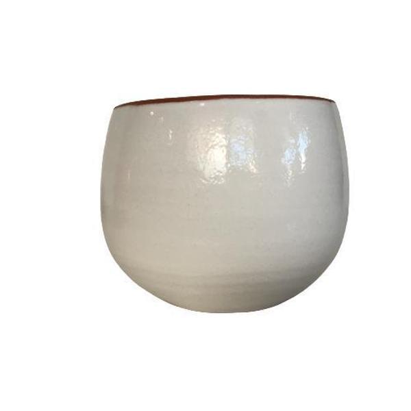 BEYAZ RENK SIRLI EL YAPIMI KÜÇÜK BOY TOPRAK SAKSI (11*11 CM) - Image 1