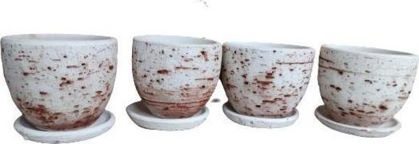4 ADET ANTİK GÖRÜNÜMLÜ TOPRAK SAKSI 12*12 CM - Image 1