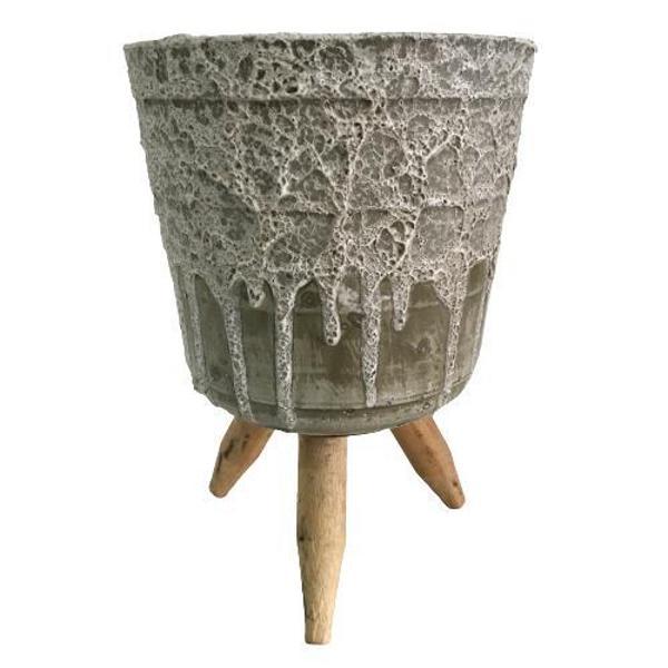 Antik Görünümlü Ayaklı Saksı (Yeşil Renk 13 Cm Genişliğinde) - Image 1