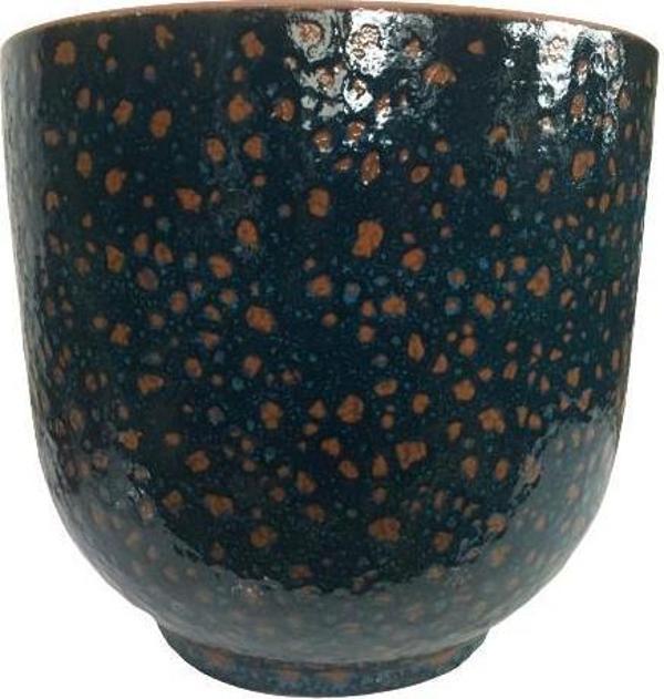 ÖZEL YAPIM LACİVERT RENK SIRLI TOMBUL TOPRAK SAKSI (33*38 CM) - Image 1