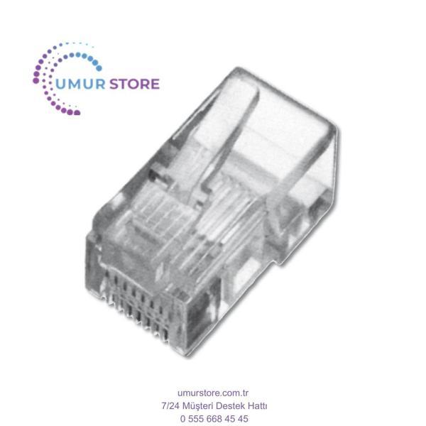 Modüler Fiş, Cat. 5E, Rj45, 8P8C, Zırhsız (Unshielded), Yuvarlak Kablo A-Mo-8-8-Sr-100 - Image 1