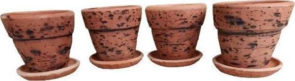 4 ADET ANTİK GÖRÜNÜMLÜ TOPRAK SAKSI 12*12 CM - Image 1
