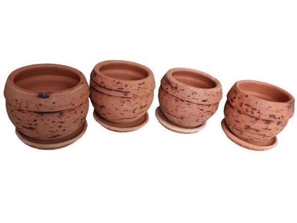 4 ADET ANTİK GÖRÜNÜMLÜ TOPRAK SAKSI 12*12 CM - Image 1