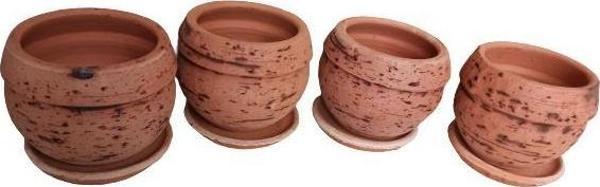 4 ADET ANTİK GÖRÜNÜMLÜ TOPRAK SAKSI 12*12 CM - Image 1