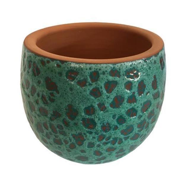 ÖZEL YAPIM TURKUAZ RENK EL YAPIMI TOPRAK SAKSI - 15*15 CM - Image 1