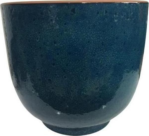ÖZEL YAPIM LACİVERT DAMLA RENK SIRLI TOMBUL TOPRAK SAKSI (33*38 CM) - Image 1