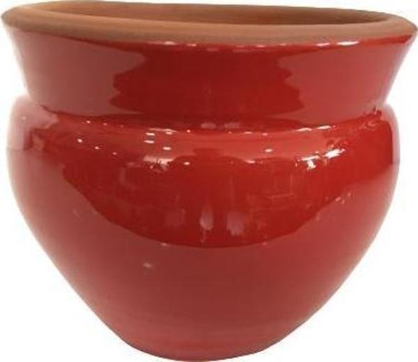 KIRMIZI RENK SIRLI EL YAPIMI KÜÇÜK BOY TOPRAK SAKSI (12*12 CM) - Image 1