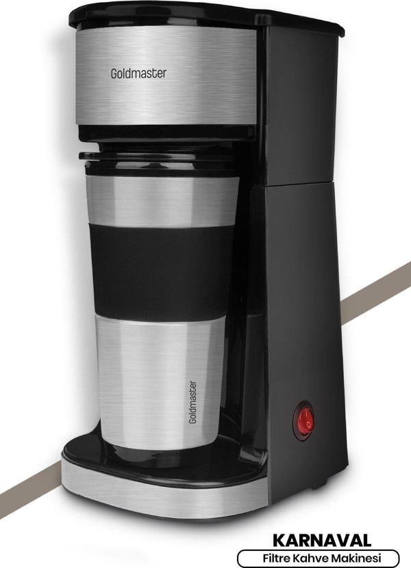 Goldmaster Karnaval 750 Watt Paslanmaz Termos Bardaklı Kişisel Filtre Kahve Makinesi - Image 1