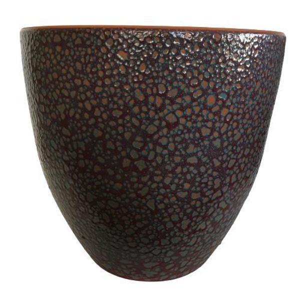 ÖZEL YAPIM BORDO RENK SIRLI TOPRAK SAKSI (36*38 CM) - Image 1