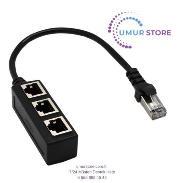 RJ45 Y Splitter Adaptörü 1 Ila 3 Port Cat 5 / Cat 6 Lan Ethernet Soket - Image 1