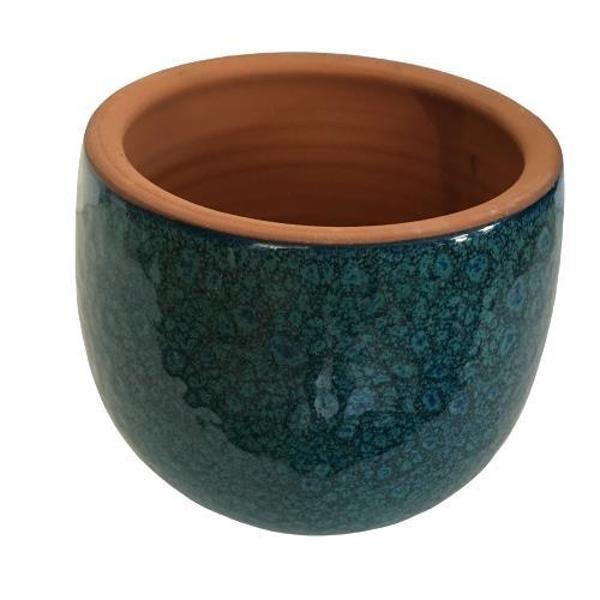 ÖZEL YAPIM YEŞİL  DAMLA RENK SIRLI TOPRAK SAKSI (15*15 CM) - Image 1