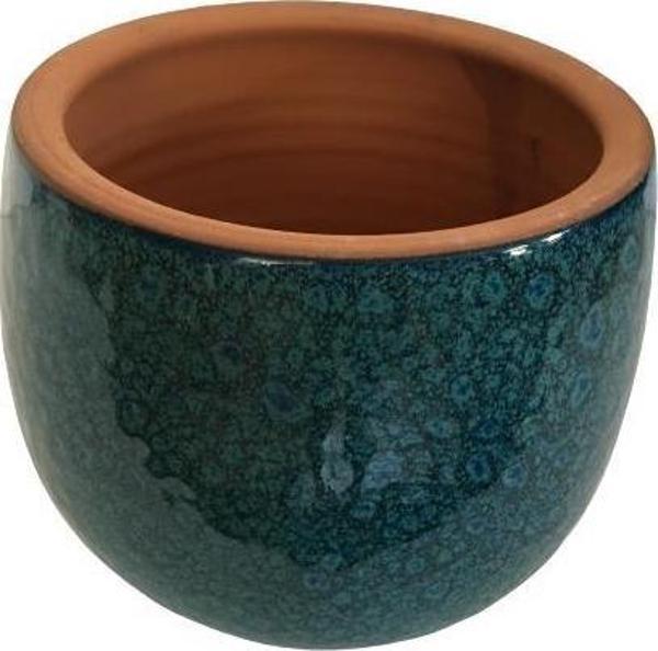 ÖZEL YAPIM YEŞİL  DAMLA RENK SIRLI TOPRAK SAKSI (15*15 CM) - Image 1