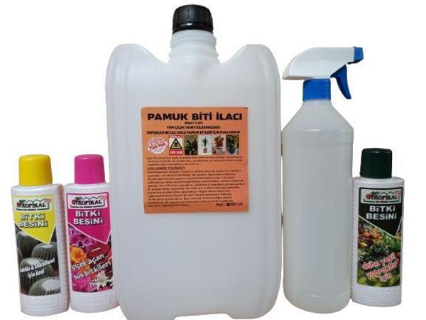 ÇİÇEK VE BİTKİLER İÇİN UNLU PAMUK BİTİ ILACI 10 LT+ 3 ADET BİTKİ BESİNİ HEDİYELİ - Image 1