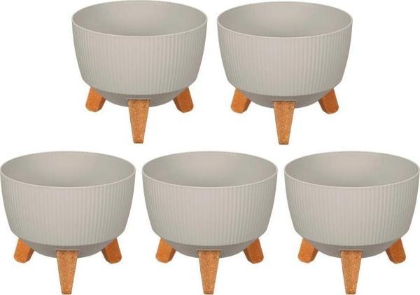 Omnipazar ELF-496 Dekoratif Ayaklı Nostalji Saksı 9 lt Taş Gri 5 Adet - Image 1