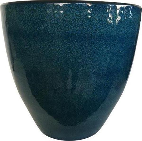 ÖZEL YAPIM LACİVERT DAMLA RENK SIRLI TOPRAK SAKSI (36*38 CM) - Image 1