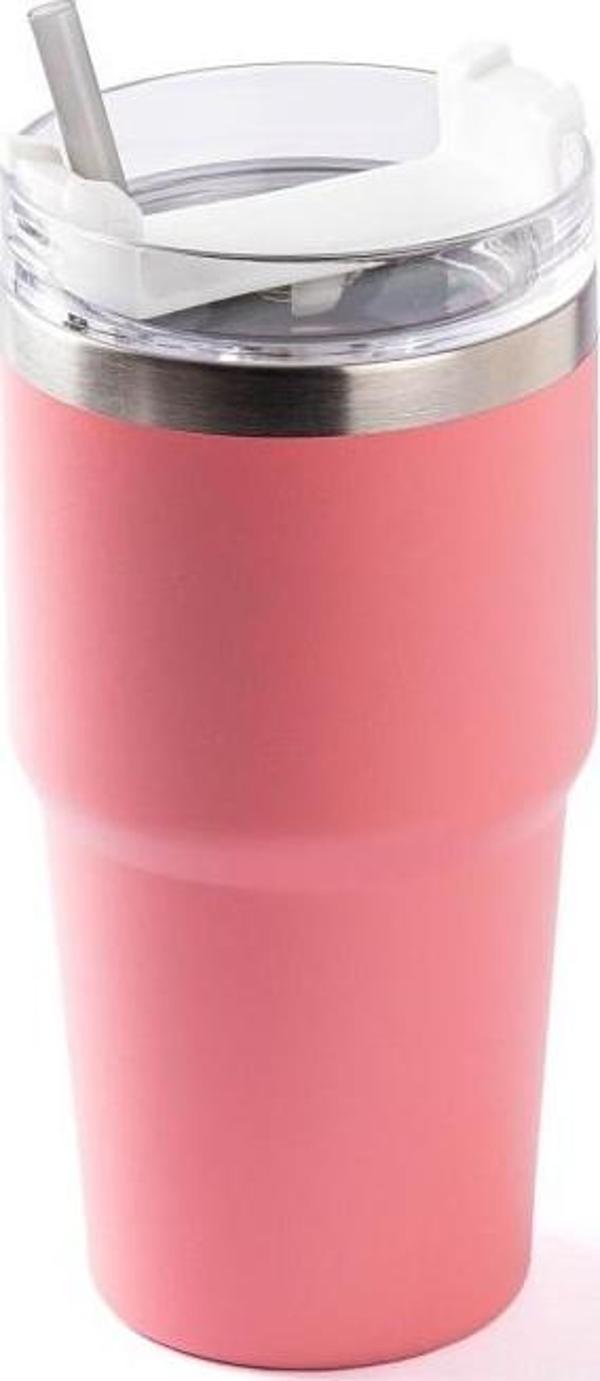 PABLO PEMBE PASLANMAZ ÇELİK PİPETLİ TERMOS BARDAK 600ML - Image 1