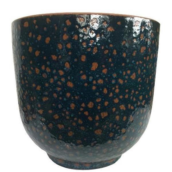 ÖZEL YAPIM LACİVERT RENK SIRLI TOMBUL TOPRAK SAKSI (30*27 CM) - Image 1