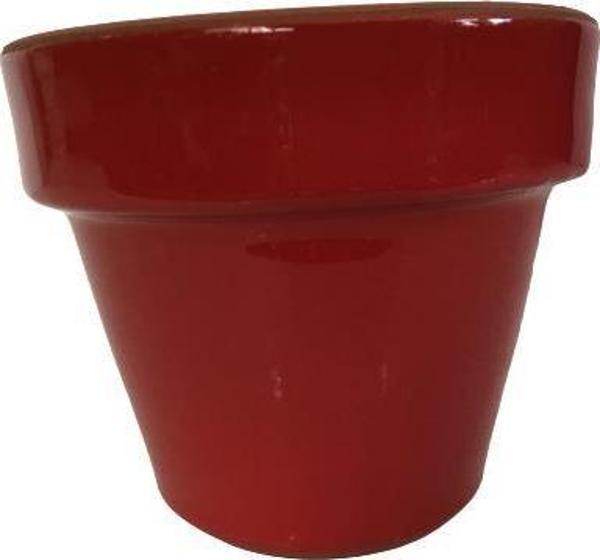 KIRMIZI RENK SIRLI EL YAPIMI KÜÇÜK BOY TOPRAK SAKSI (12*12 CM) - Image 1