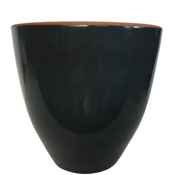 ANTRASİT RENK SIRLI , EL YAPIMI TOPRAK SAKSI (29*29 CM) - Image 1
