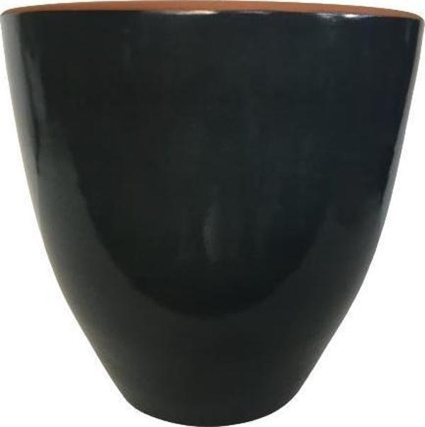 ANTRASİT RENK SIRLI , EL YAPIMI TOPRAK SAKSI (29*29 CM) - Image 1